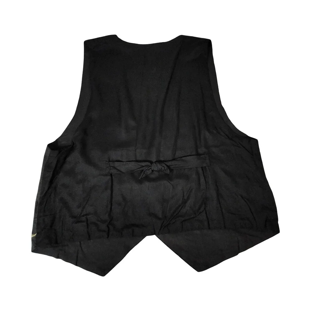 Vintage‎ Agapo Black Embroidered Floral Sun Boho Vest Scalloped Medium India